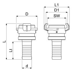 Schlösser Schnellkupplung mit Kontermutter, DN 20, 3/4", KTW und W270, Messin... SCHLOESSER-GA33402000001 4044997162453 (Abb. 1)
