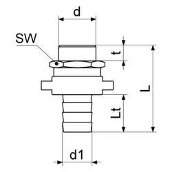 Schlösser Standrohrverschraubung, 3/4" AG, 3-teilig, flachdichtend, Messing... SCHLOESSER-GA34372000001 4044997163566 (Abb. 1)