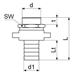Schlösser Standrohrverschraubung, 1" AG, 3-teilig, flachdichtend, Messing... SCHLOESSER-GA34373000001 4044997163573 (Abb. 1)