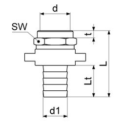 Schlösser Standrohrverschraubung, 1" IG, 3-teilig, flachdichtend, Messing... SCHLOESSER-GA34383000001 4044997163627 (Abb. 1)