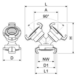 Schlösser Y-Verteiler komplett mit drei Schnellkupplungen, KTW und W270... SCHLOESSER-GA34993000001 4044997164006 (Abb. 1)