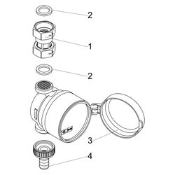 Schlösser Zapfhahnzähler Bauart ZAK mit Haube, bis 30 Grad C, Q3 2,5m3/h, Ein... SCHLOESSER-00115T0804001 4044997221280 (Abb. 1)