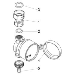 Schlösser Zapfhahnzähler Bauart ZAW mit Haube, bis 90 Grad C, Q3 2,5m3/h, Ein... SCHLOESSER-00125T2504001 4044997225783 (Abb. 1)