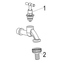 Schlösser Auslaufventil mit Schlauchverschraubung und Knebel-Oberteil, 1/2", ... SCHLOESSER-0017301500001 4044997119280 (Abb. 1)