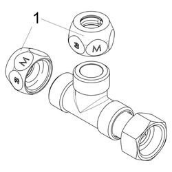 Schlösser T-Stück mit zwei Quetschverschraubungen und Überwurfmutter, DN 10, ... SCHLOESSER-0018891050001 4044997131428 (Abb. 1)