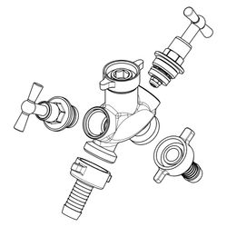 Schlösser 2-Wege-Hahn mit Schlauchverschraubung, einzeln absperrbar, DN 20, 3... SCHLOESSER-GA34994000001 4044997164013 (Abb. 1)