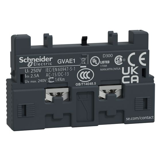 Schneider Electric Hilfsschalterblock TeSys Deca GVAE1, 11x45x29mm, Schraubanschluss, Dunkelgrau