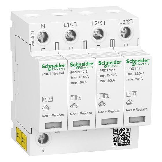 Schneider Electric Kombiableiter Acti9 iPRD1 12.5r 3P+N, 400V, 8 TE, Typ 1+2, PA6, Weiß