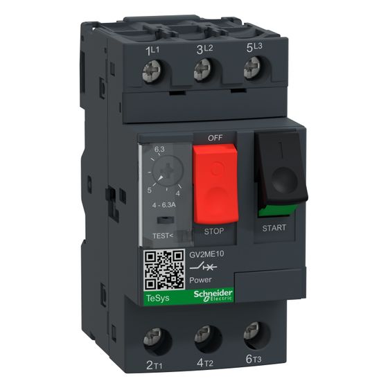 Schneider Electric Motor-Leistungsschalter TeSys Deca GV2ME10, 4-6,3A, 3P, Schraubanschluss, Dunkelgrau