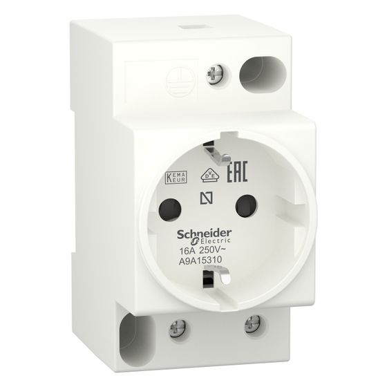Schneider Electric Modulare Steckdose Acti9 A9A15310, 16A 250V 2P+E, Weiß