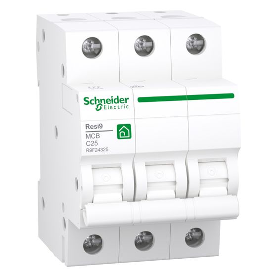 Schneider Electric Leitungsschutzschalter Resi9 R9F24325, 3P, 25A, C, 6kA, Weiß, 1