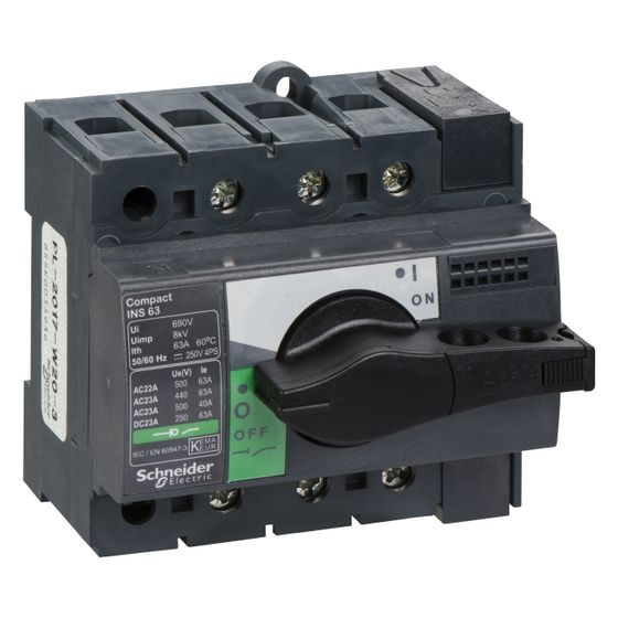 Schneider Electric Lasttrennschalter ComPacT INS63, 63A 690V, 85x90x62,5mm, Schwarz