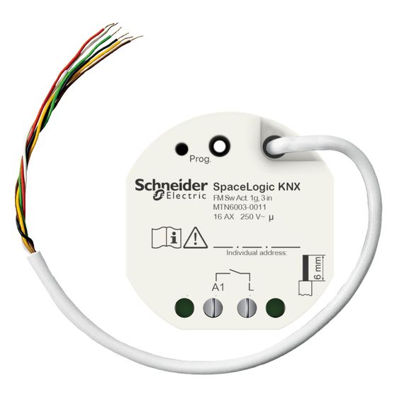 Schneider Electric Schaltaktor SpaceLogic KNX MTN6003-0011, 2.500W, 16A, 48x50x28mm, Weiß