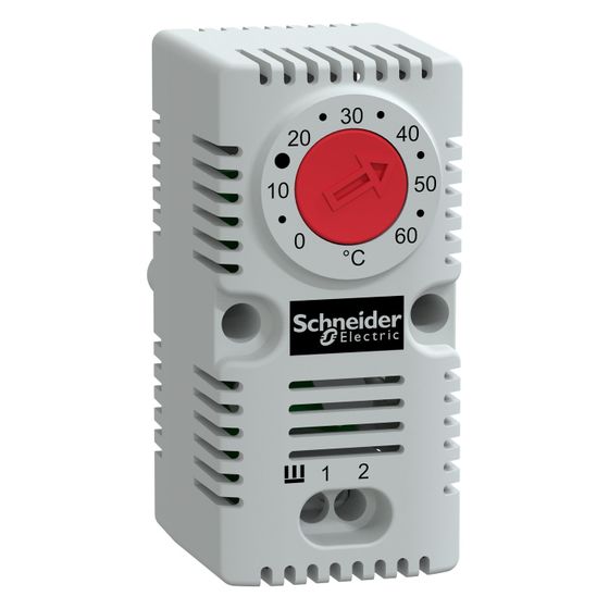 Schneider Electric Einfaches Thermostat ClimaSys NSYCCOTHC, 0-60 Grad C, 10A, IP20, 68x33x44mm, PC, Hellgrau