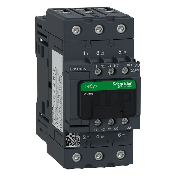 Schneider Electric Schütz TeSys Deca LC1D40AMD, 40A 220V DC 3P 1S+1Ö, 122x55x120mm