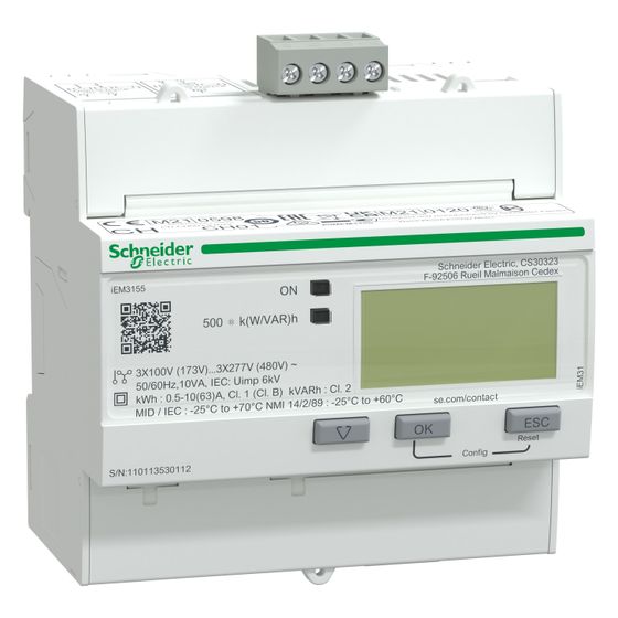 Schneider Electric Energiezähler Acti9 iEM3155, 63A, 3P+N, Weiß