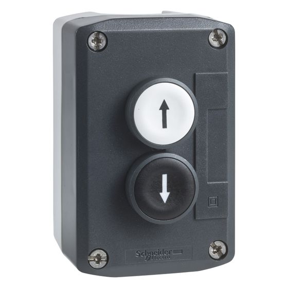 Schneider Electric Komplette Kontrollstation Harmony XALD XALD222E, 2 Drucktaster, Polykarbonat, Dunkelgrau