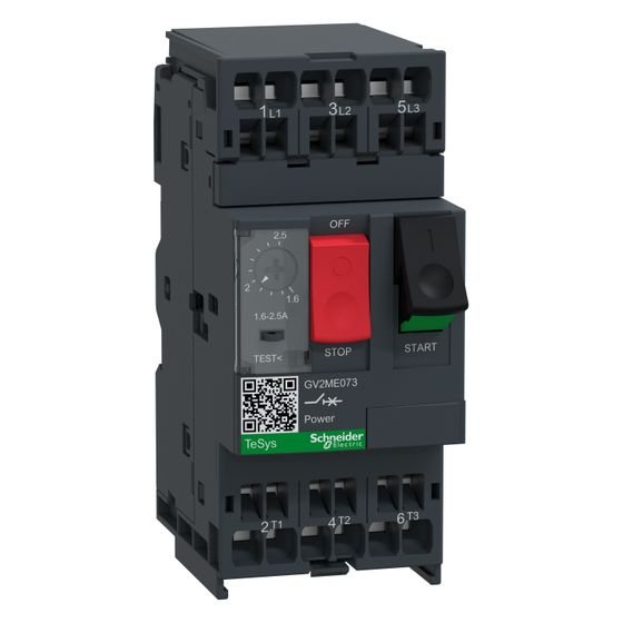 Schneider Electric Motor-Leistungsschalter TeSys Deca GV2ME073, 1,6-2,5A, 0,75kW, 3P, Federzuganschluss, Dunkelgrau
