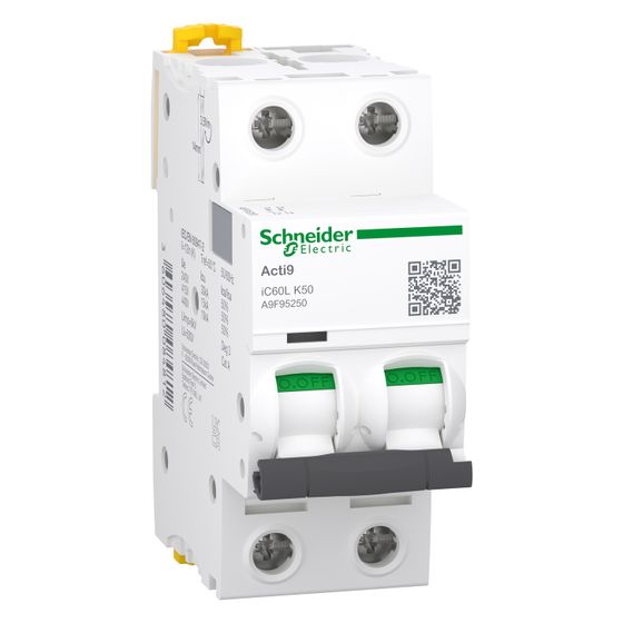 Schneider Electric Leitungsschutzschalter Acti9 iC60L 2P 50A K, 15kA, Weiß