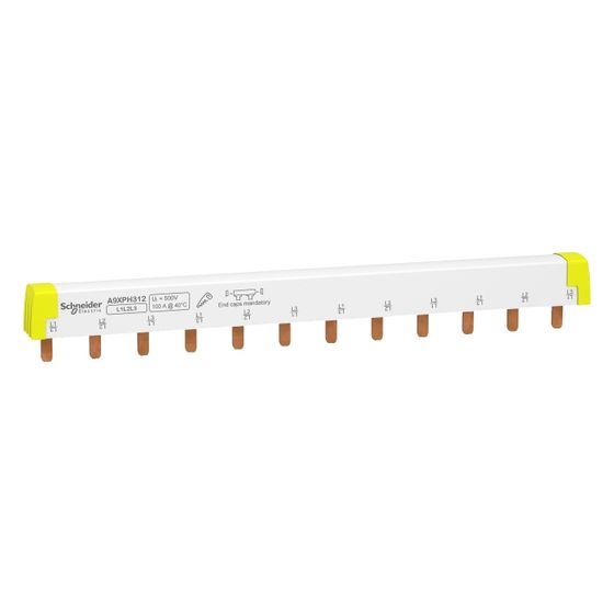Schneider Electric Kammschiene Acti9 A9XPH312, 3-polig 12 TE 100A 220mm, Weiß