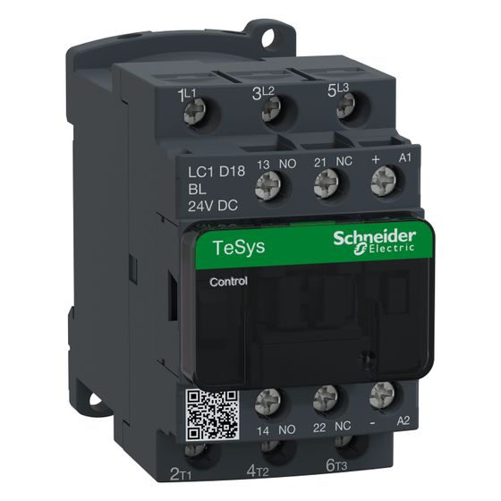 Schneider Electric Leistungsschütz TeSys Deca LC1D18BL, 7,5kW, 24V DC, 3-polig, 45x77x95mm
