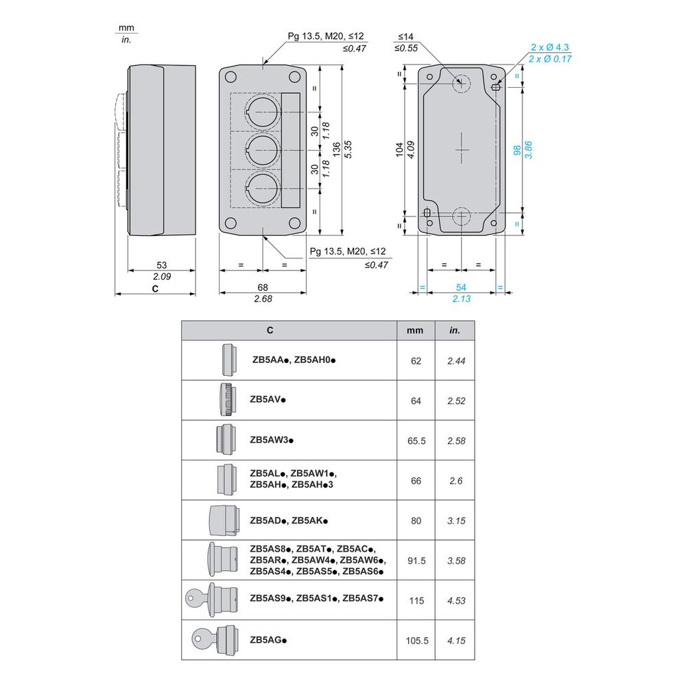 Schneider Electric Kontrollstation Harmony XALD XALD324, 3 Befehlsstellen, Kunststoff, Dun... SE-XALD324 3389110114546 (Abb. 10)