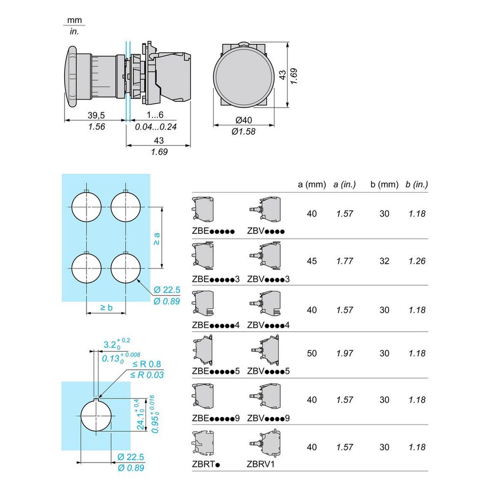 Schneider Electric Not-Aus-Taster Harmony XB5 XB5AS8445, 22,5mm, 1S+1Ö, Kunststoff, Rot... SE-XB5AS8445 3389110903720 (Abb. 11)