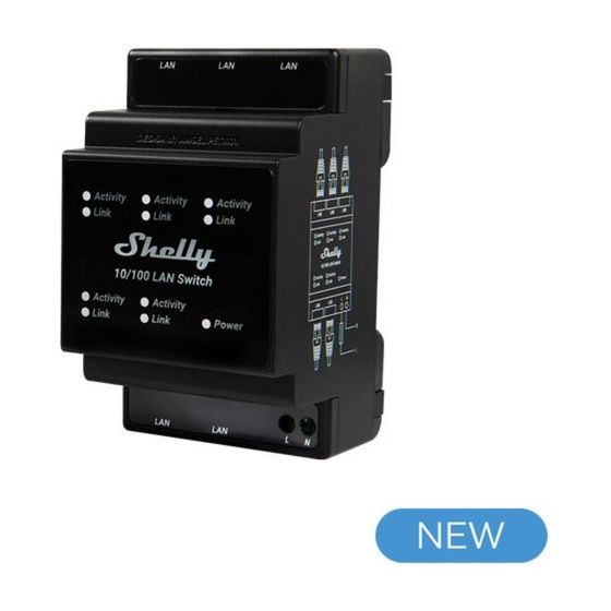 Shelly LAN Switch, 5 RJ45-Anschlüsse, 10/100 MBit/s, 110-230V