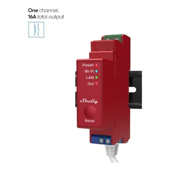 Shelly Smart-Schalter Pro 1PM, 1-Kanal, LAN/Wi-Fi/Bluetooth, DIN-Schiene