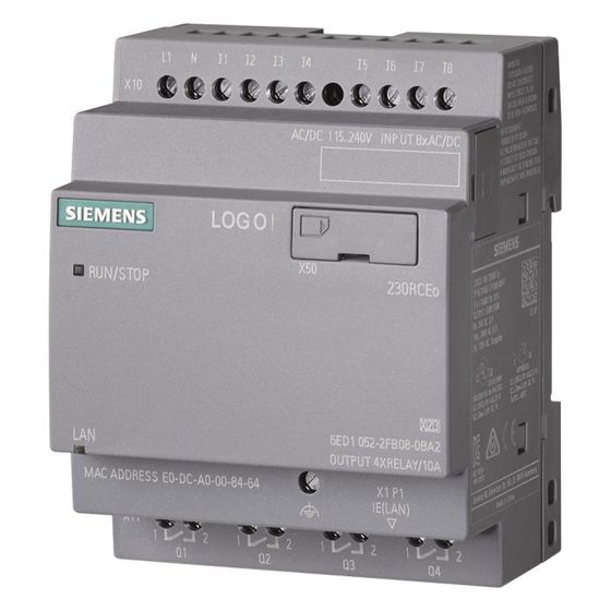 Siemens LOGO! 8.4 230RCEo Logikmodul 8DE/4DA Relaisausgang 10A Ethernet 90x71,5x58mm 6ED1052-2FB08-0BA2