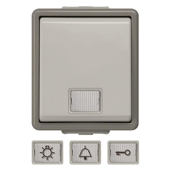 Siemens DELTA Fläche Taster Aufputz IP44 10A 230V Grau 66x75x54mm 5TD4701