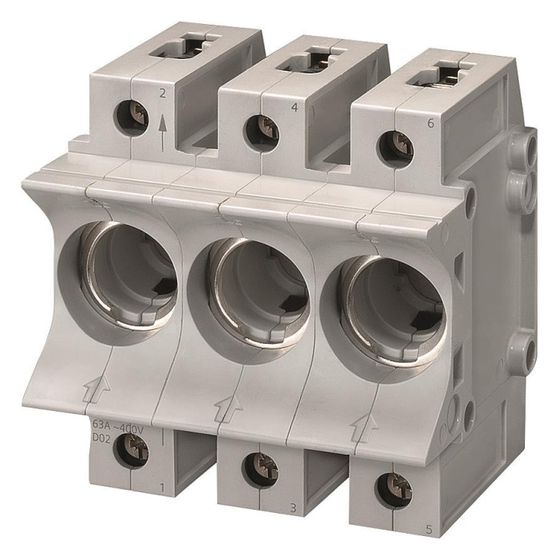 Siemens NEOZED-Sicherungssockel D02 3p 63A 400V berührungsgeschützt DIN-Schiene mit Abdeckung 5SG5701