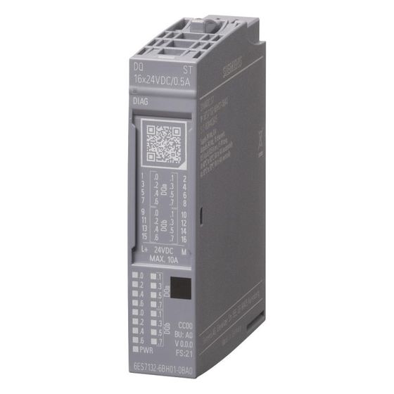 Siemens SIMATIC ET 200SP Digitales Ausgangsmodul DQ 16x 24V DC 0,5A Standard 73x15x58mm 6ES7132-6BH01-0BA0