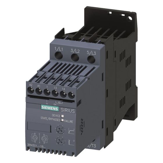 Siemens Sanftstarter SIRIUS S00 17,6A 7,5kW 200-480V 110-230V AC/DC Schraubklemmen 3RW30181BB14