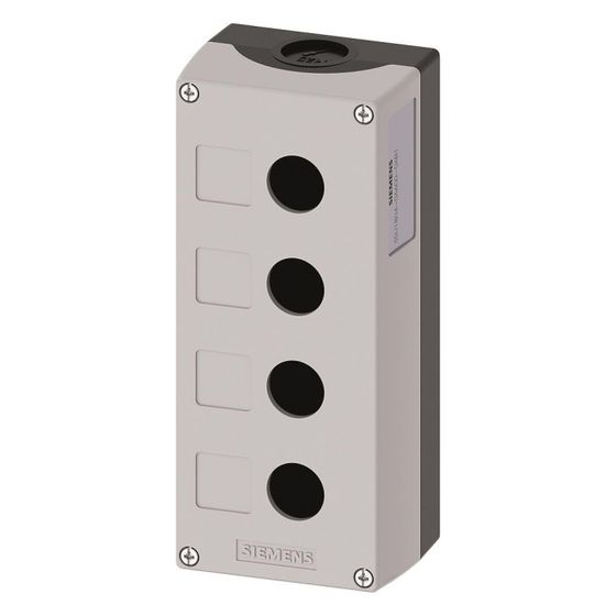 Siemens Aufbaugehäuse für Befehlsgeräte 4-fach 22,3mm Kunststoff Grau 194x85x64mm 3SU18040AA000AB1
