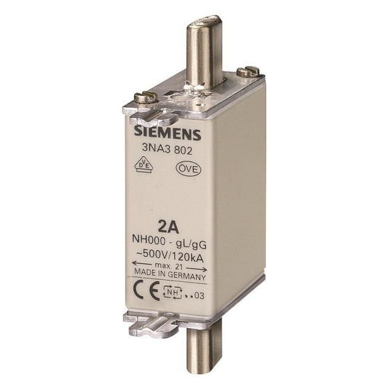 Siemens NH-Sicherungseinsatz NH000 80A 500V AC 250V DC gG mit Stirnkennmelder 3NA3824