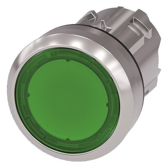 Siemens Leuchtdrucktaster 3SU1051-0AB40-0AA0 flach tastend Metall Frontring 22,3mm Grün