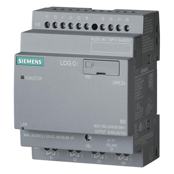 Siemens LOGO! 8.4 24 RCEo Logikmodul 8 DE 4 DA Relaisausgang 10 A AC/DC 90x71,5x58mm 6ED1052-2HB08-0BA2