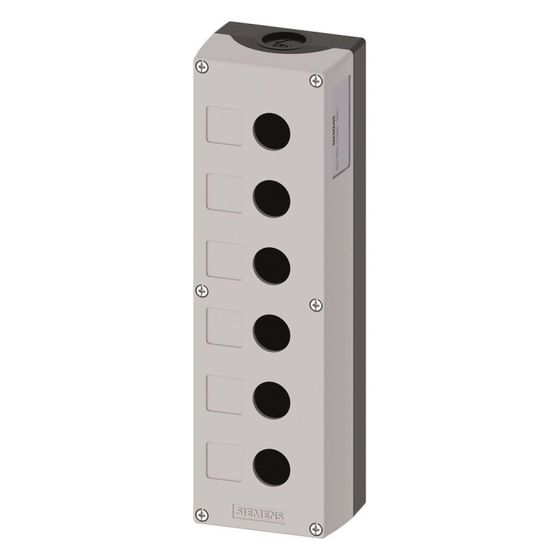 Siemens Aufbaugehäuse für Befehlsgeräte 6-fach 22,3mm Kunststoff Grau 280x85x64mm IP67/IP69K 3SU18060AA000AB1