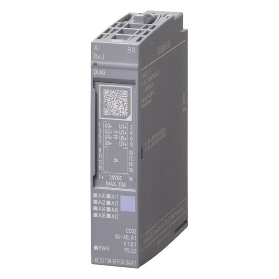 Siemens SIMATIC ET 200SP Analogeingabemodul AI 8xU 16 Bit 15x73x58mm IP20 6ES7134-6FF00-0AA1