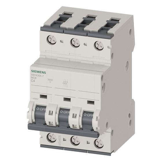 Siemens Leitungsschutzschalter 5SY4304-7 3-polig Charakteristik C 4A 10kA 400V Einbautiefe 70mm