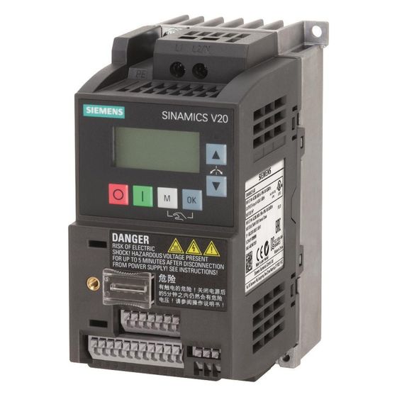 Siemens SINAMICS V20 Frequenzumrichter 0,55kW 1AC 200-240V 142x68x127,8mm 6SL3210-5BB15-5UV1