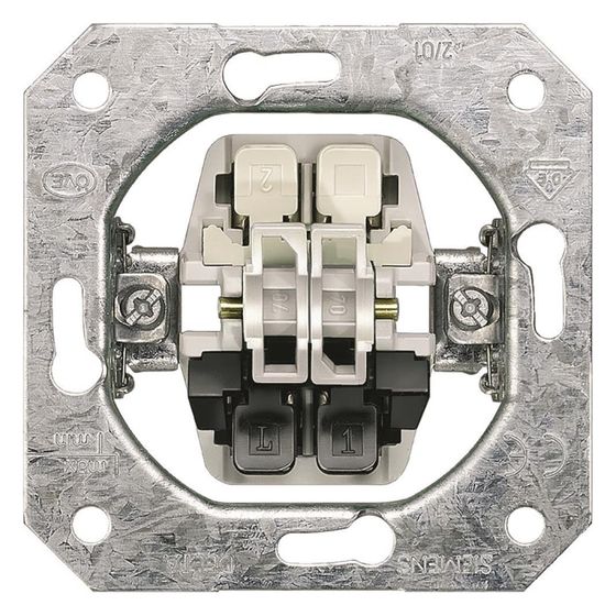 Siemens Jalousieschalter 2-polig mit Verriegelung Unterputz 70x70mm 10A 250V 5TA2154
