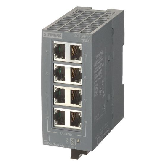 Siemens SCALANCE XB008 Industrial Ethernet Switch unmanaged 8x RJ45 100x45x87mm IP20 6GK5008-0BA10-1AB2