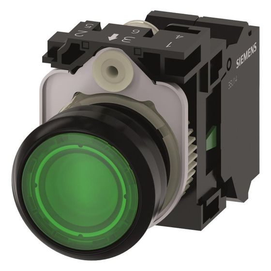 Siemens Drucktaster beleuchtet 22,3mm 24V 1 Schließer Kunststoff schwarz IP67/IP69K 3SU11020AB403BA0