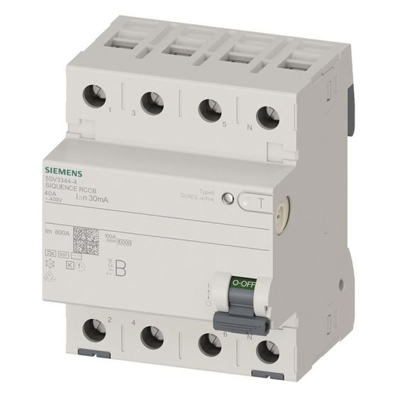 Siemens FI-Schutzschalter 5SV3344-4 Typ B 40A 30mA 4-polig kurzzeitverzögert 4TE 400V 5SV3344-4