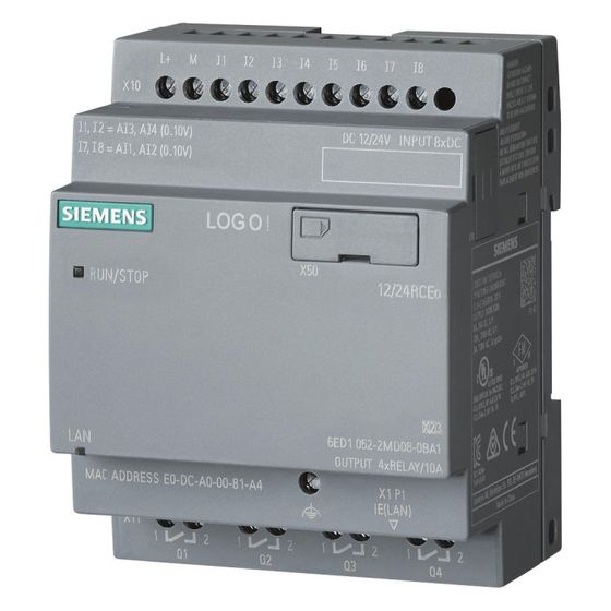 Siemens LOGO! 12/24RCEO Logikmodul 8 DE 4 DA Relais 10A Ethernet 90x71,5x58mm 6ED1052-2MD08-0BA2