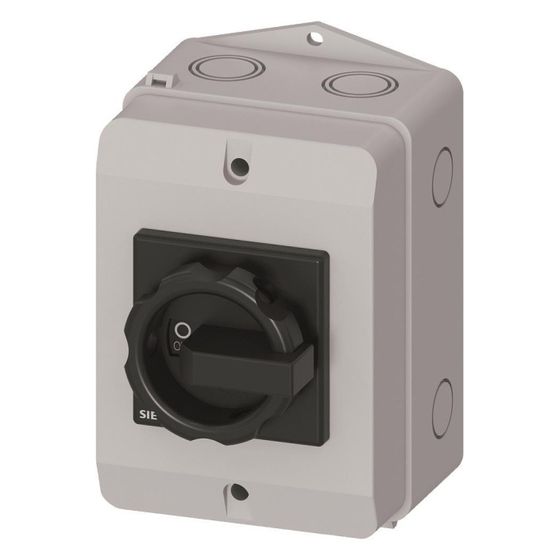 Siemens SENTRON 3LD2 Hauptschalter 3-polig 16A 8kW 1S+1Ö IP65 schwarz 3LD20641GP51
