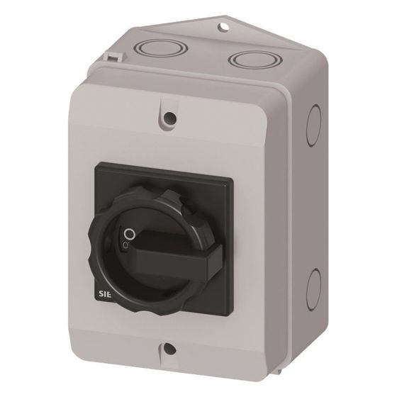 Siemens Hauptschalter 3LD22641GP51 3-polig 32A 12kW IP65 mit 1S+1Ö kurzer Drehgriff schwarz 152x100x117mm