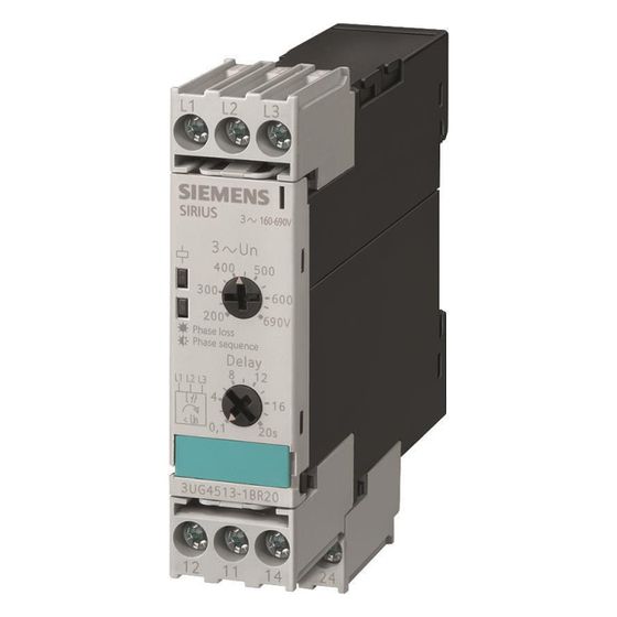 Siemens Überwachungsrelais 3UG4513-1BR20 2 Wechsler 160-690V AC Schraubanschluss 92x22,5x91mm